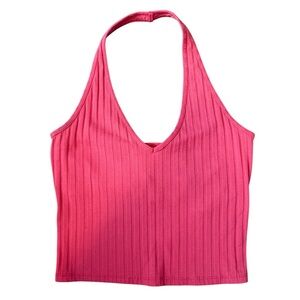 Hollister Ribbed Halter Top Shirt with Shelf Bra – Size M
